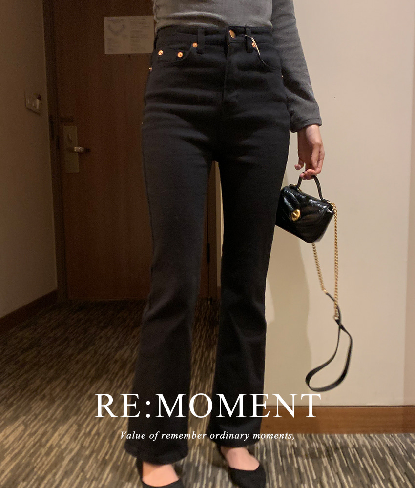 (Break the 10,000 mark!) [RE:MOMENT/Same-day delivery] Signature Slim Bootcut Pants (BLACK)
