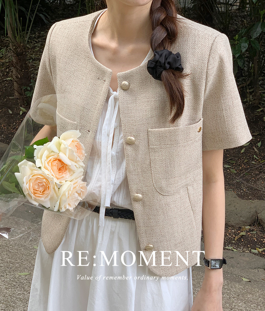 [RE:MOMENT/Same-day delivery without beige] made. Seren tweed short-sleeved jacket 3 colors!