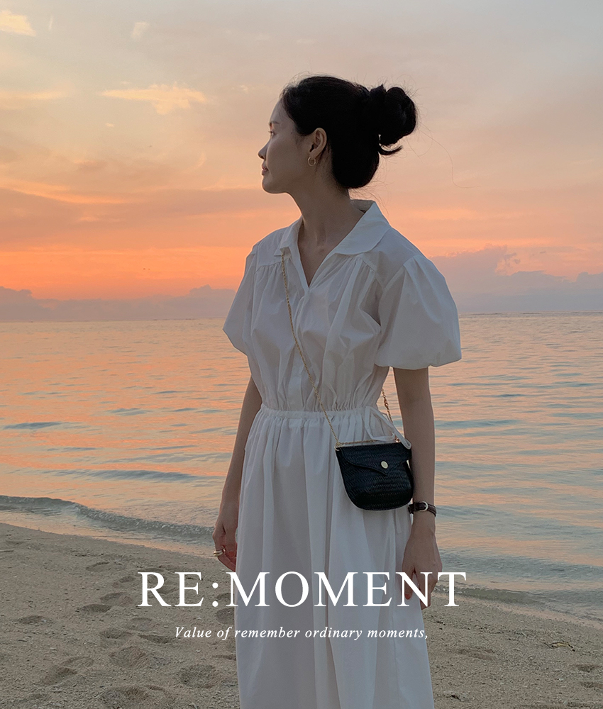 [RE:MOMENT/Black shipped on the same day] Made. Roaming Puff Collar Dress 2 colors!