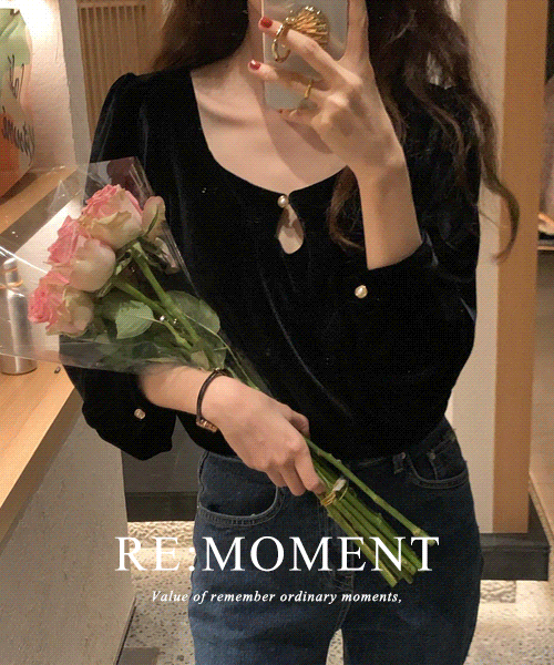 [RE:MOMENT/Same-day delivery] Made. Midnight Pearl Velvet Blouse
