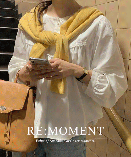 [RE:MOMENT/Same-day delivery] Made. Heart shirring blouse