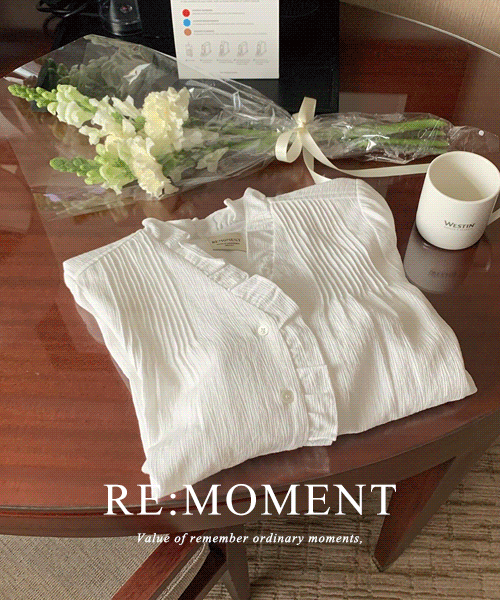 [RE:MOMENT/Same-day delivery for white] made. Henne frill pintuck blouse 2 colors!