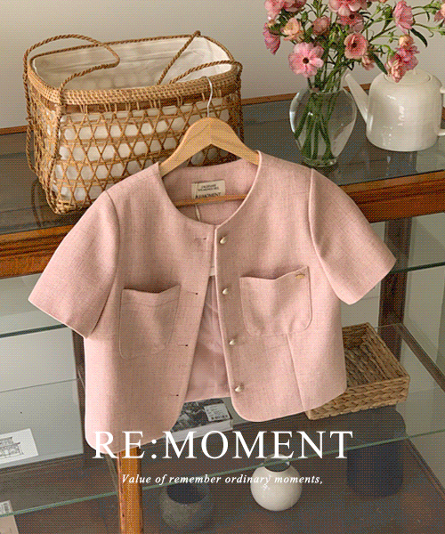 [RE:MOMENT/ピンクを除く 当日発送] made. セレン ツイード 半袖 ジャケット 3color!