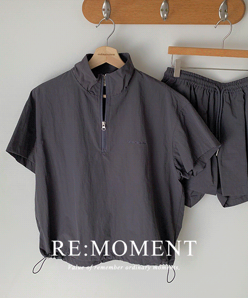 [RE:MOMENT/Same-day delivery] made. Youth nylon short-sleeved half zip-up 2 colors!