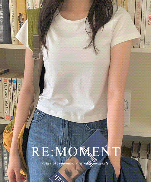 [RE:MOMENT/Sent on the same day except for white] made. Slit crop rounding T-shirt 5 colors!