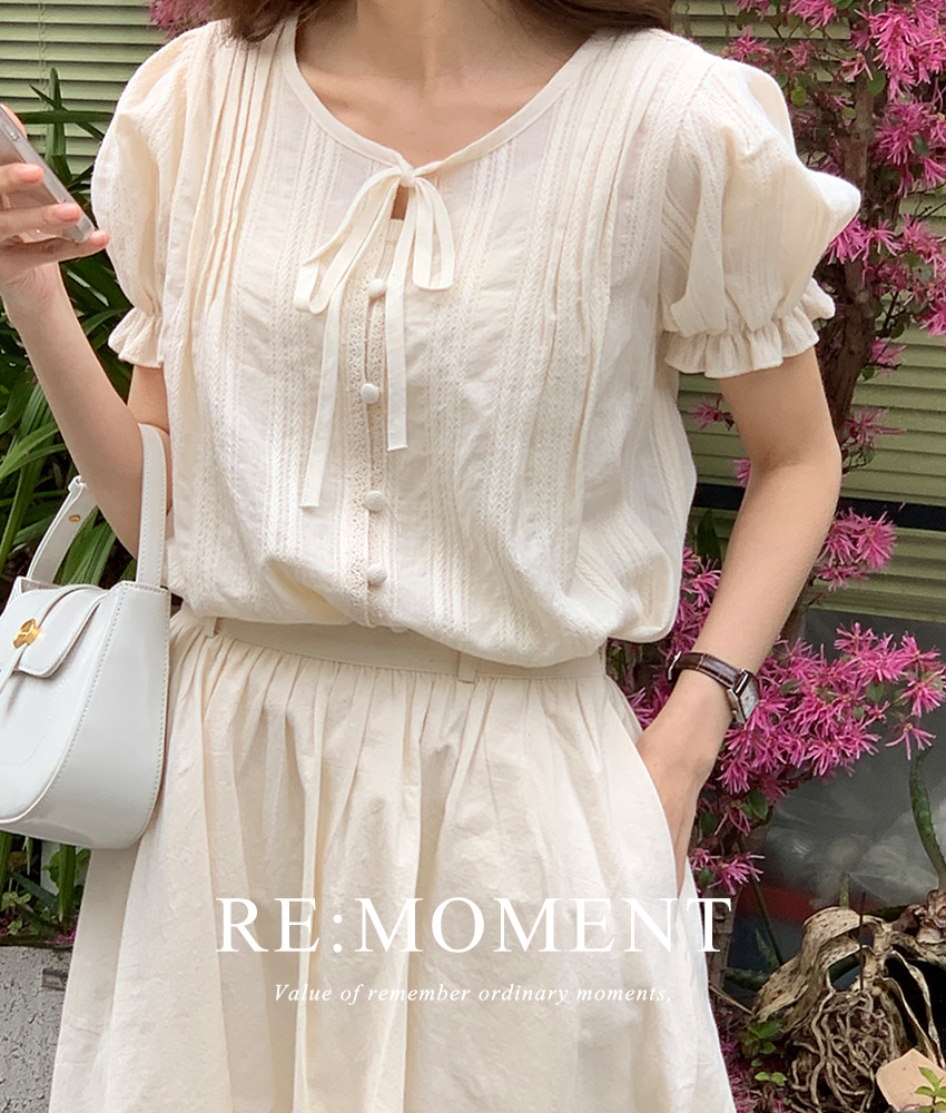 [RE:MOMENT/Mint delivered on the same day] Made. Floe puff shirring blouse 3 colors!