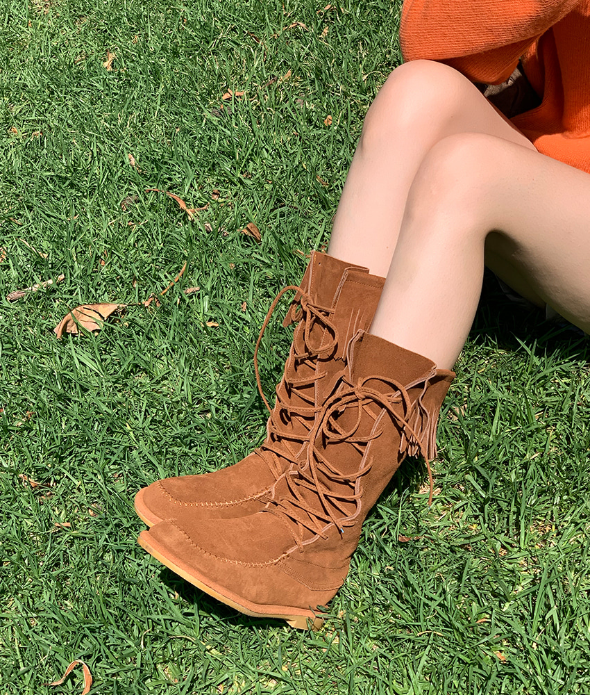 Fringe Suede Middle Boots 2 colors!