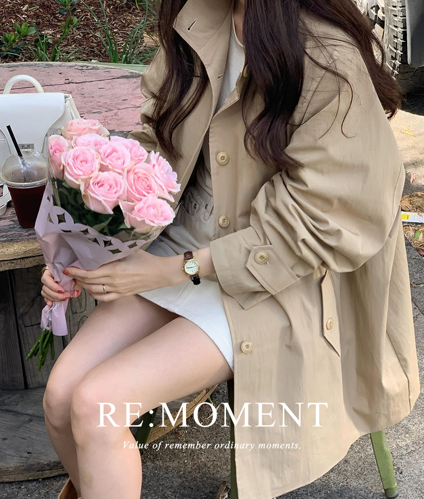 [RE:MOMENT/Same-day delivery for navy] made. Mime high neck single half trench 2 colors!