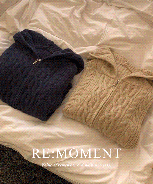 (Over 2,000 copies!) [RE:MOMENT/Delivered on the same day in Deep Navy] made. Pepper cable hooded knit zip-up 6 colors!
