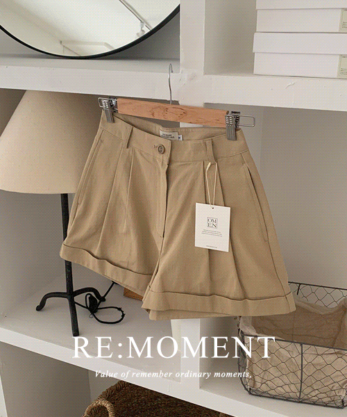[RE:MOMENT / Same-day delivery except for blackm] Made. Back cotton roll-up shorts 3 colors!