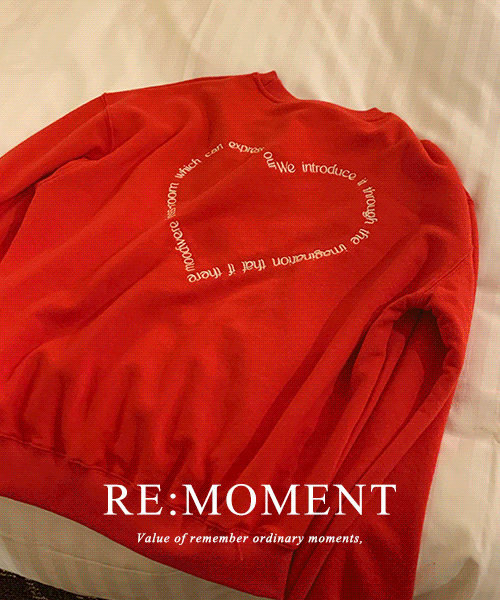 [RE:MOMENT/当日発送] made.ルモーメントハート刺繍マンツーマンTシャツ3color!