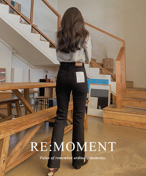 (Break the 10,000 mark!) [RE:MOMENT/Same-day delivery] Signature Slim Bootcut Pants (BLACK)
